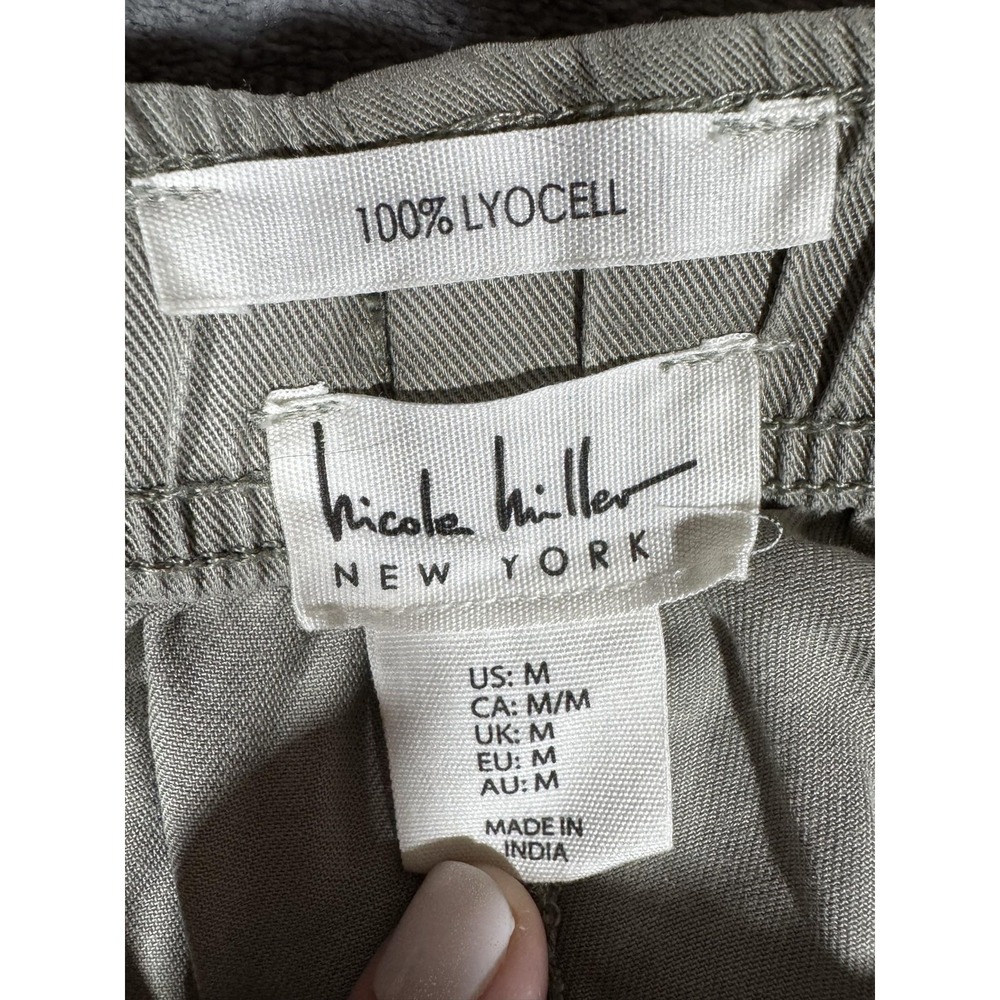 Nicole Miller Pants Womens Medium Green-Gray Jogger Cargo Pockets Elastic Waist - Picture 3 of 8